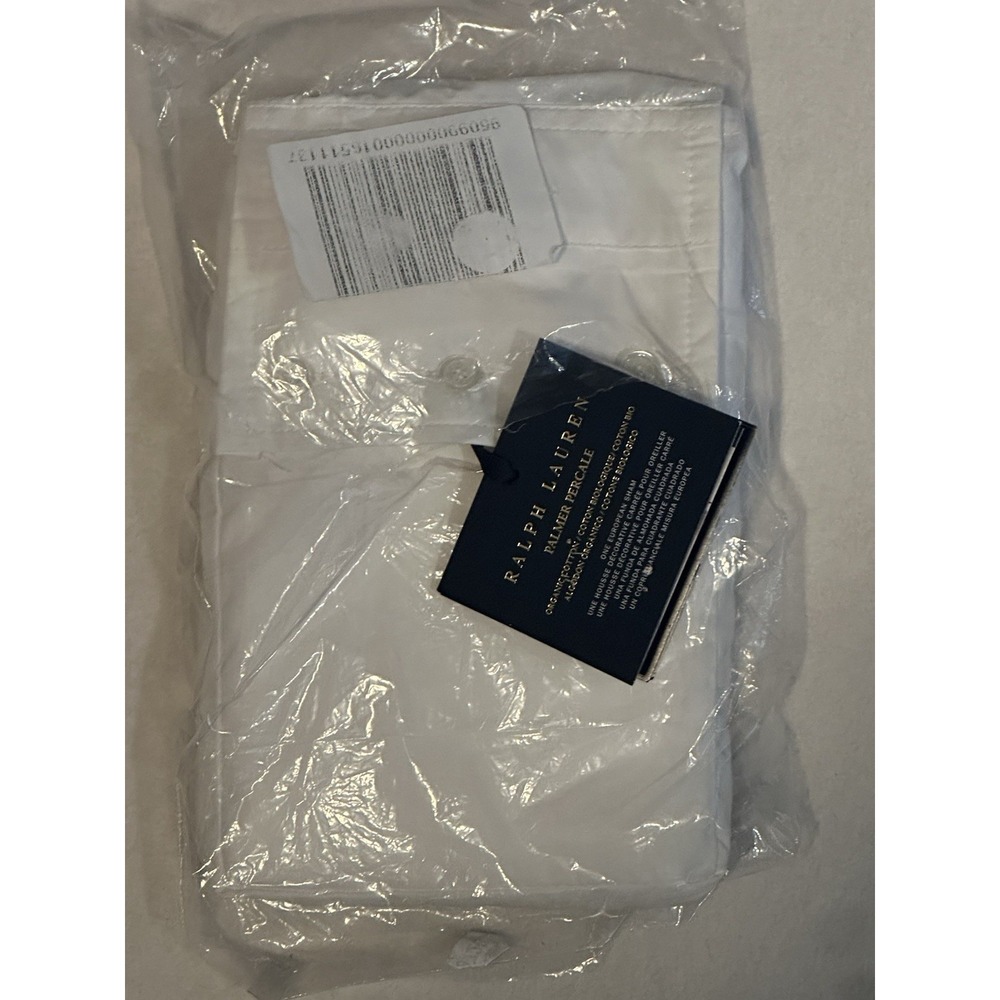 NWT RALPH LAUREN Palmer Percale Euro Pillow Sham Tux White 26x26 Organic Cotton